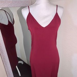 Silky Burgundy Strappy Dress